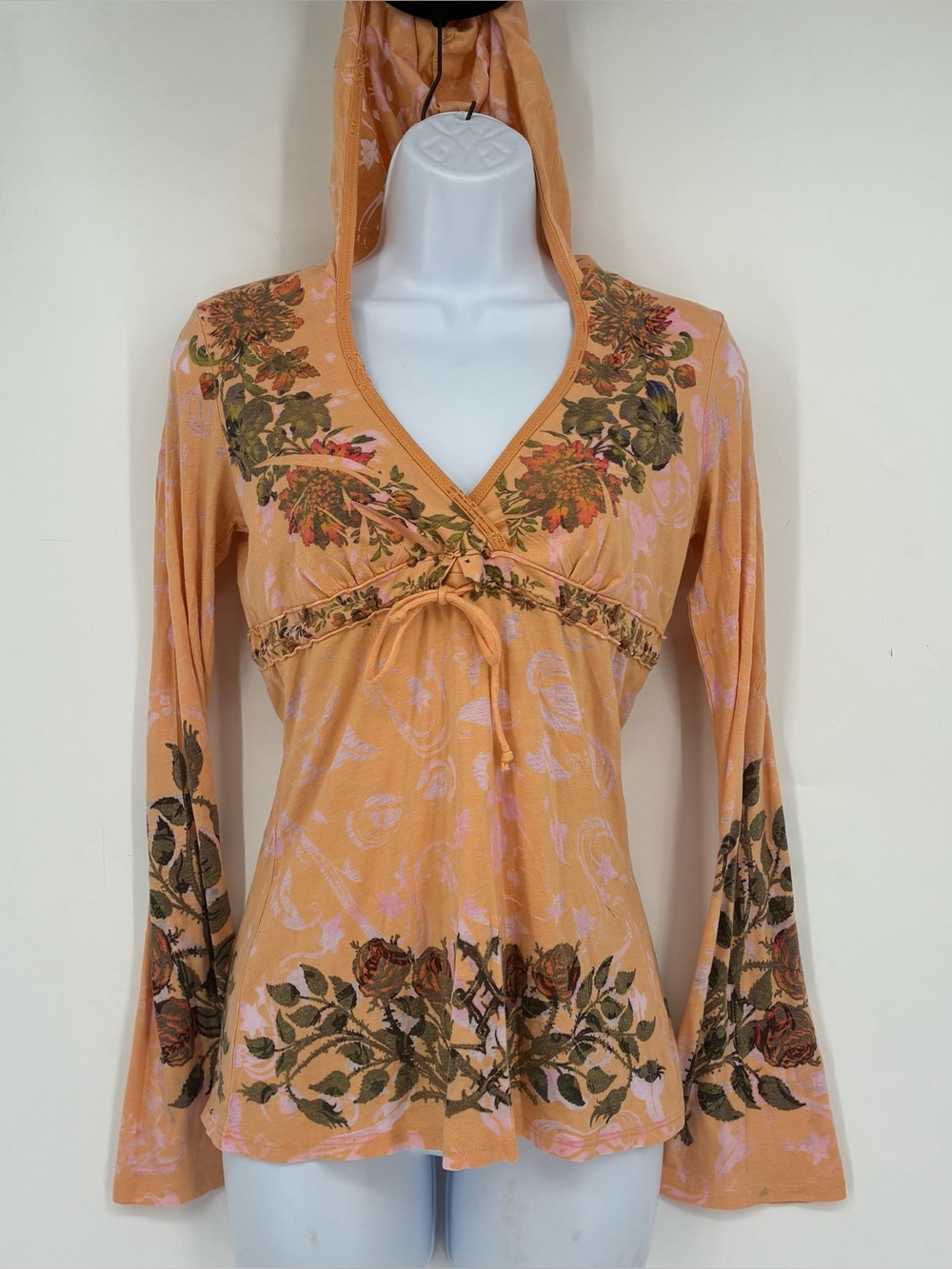 Butterfly Dropout Y2K Semi Sheer Mesh Fairy Floral Roses Graphic Top Boho Hoodie